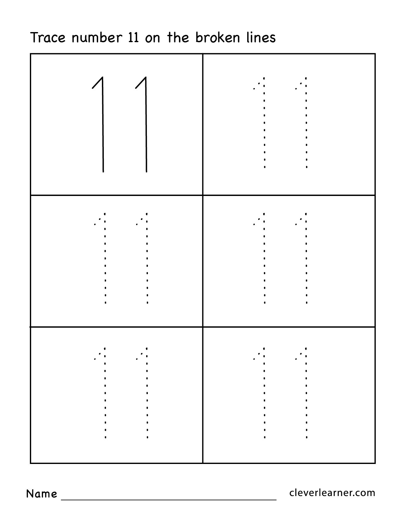 Number Eleven Writing Counting And Identification Printable Worksheets 