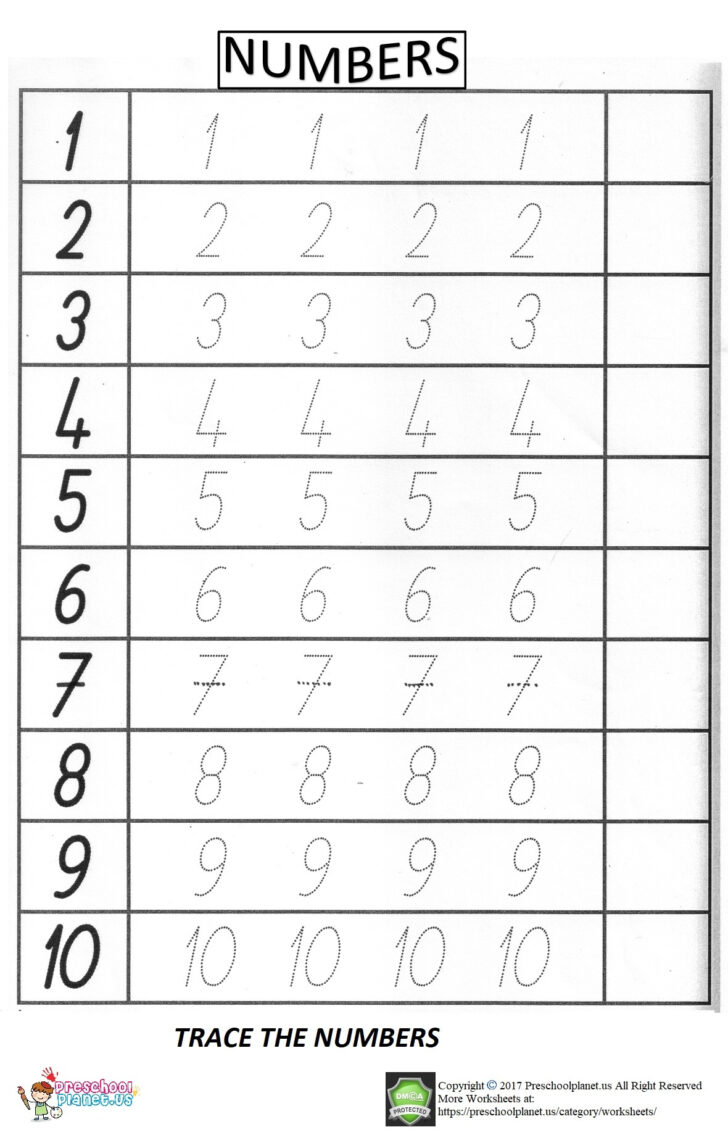 Tracing Number Worksheets