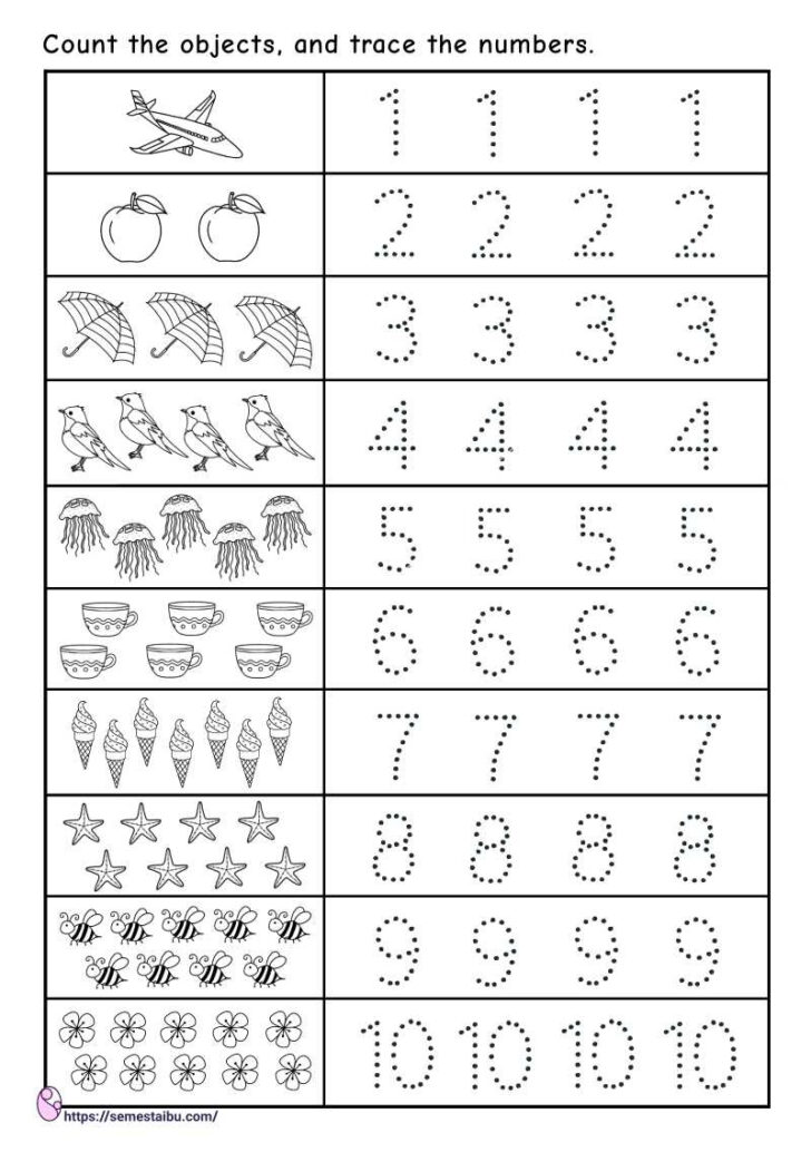 Counting Tracing Worksheets