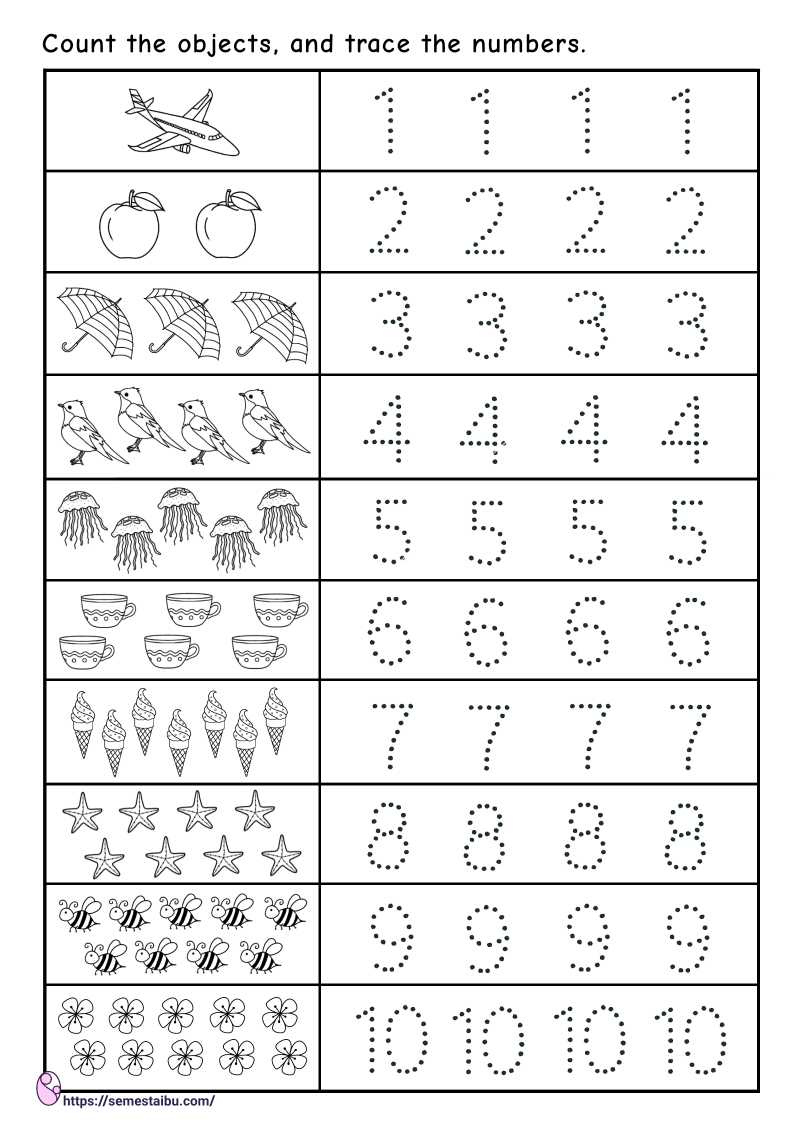 Number Tracing 1 10 Counting Objects PDF Free Printable Worksheets