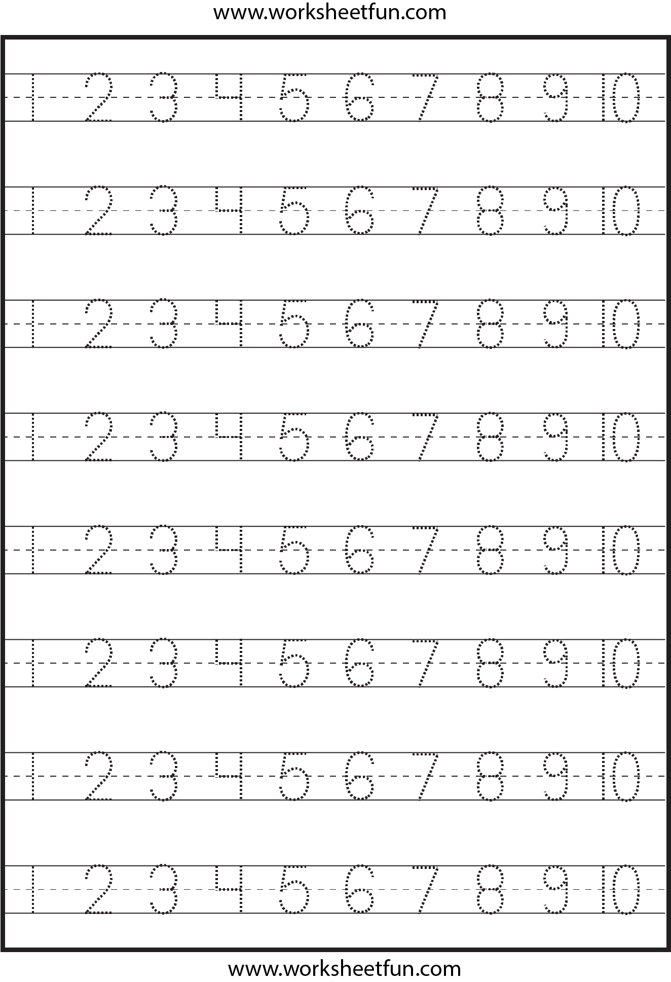 Number Tracing 1 10 Worksheet Free Preschool Worksheets Numbers 