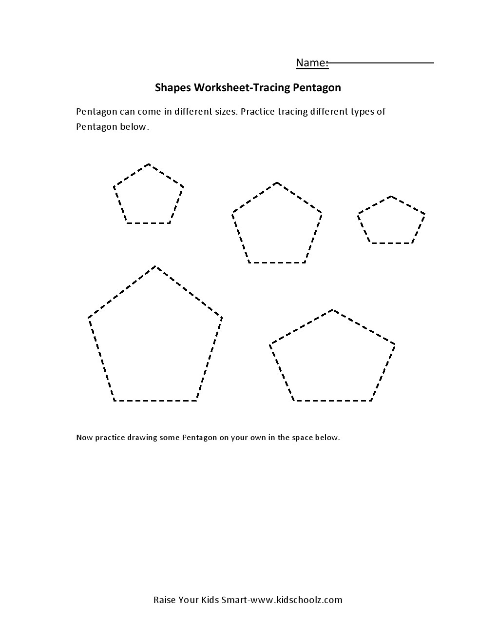 Pentagon Worksheet Preschool Shapes Dashed Line Study Pentagon About 