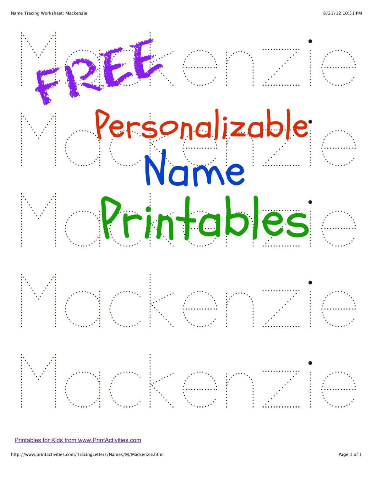 Kids Names Tracing Printable Free | Tracing Worksheets