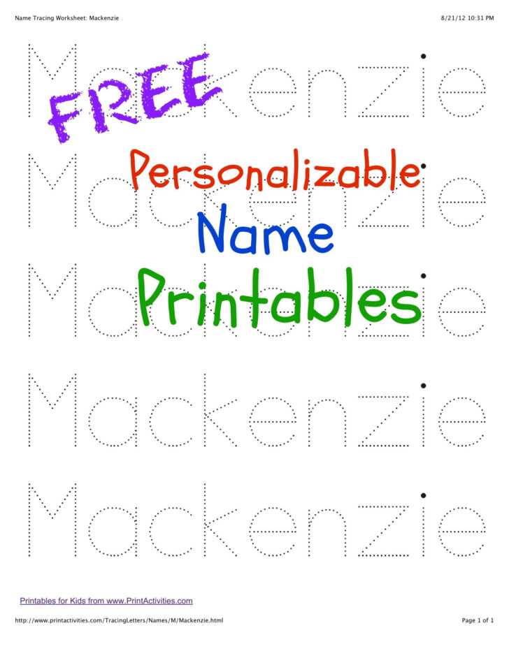 Kids Names Tracing Printable Free