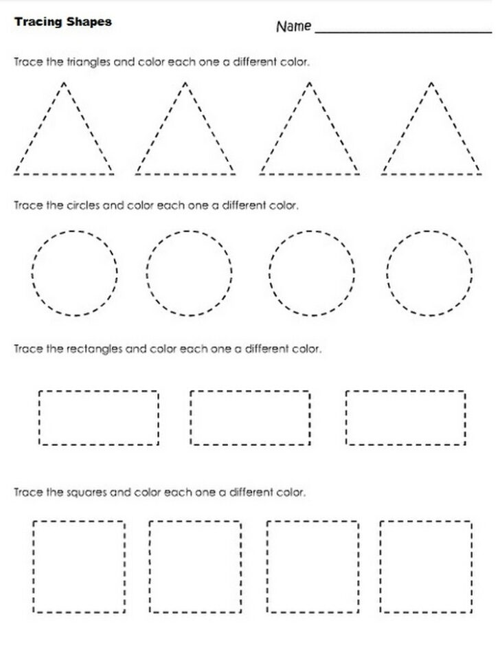 Shapes Tracing Worksheets For Preschoolers