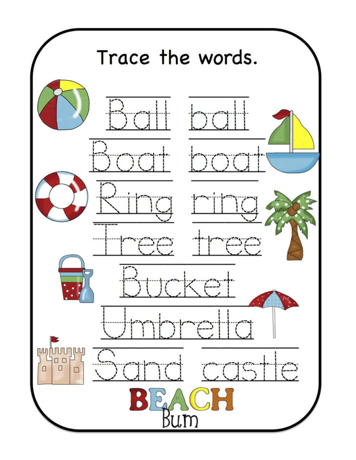 Preschool Word Tracing Worksheets