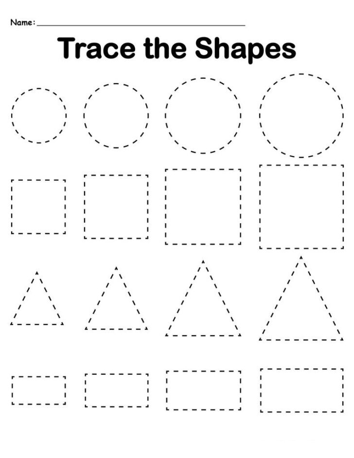 Preschool Shape Tracing Worksheets
