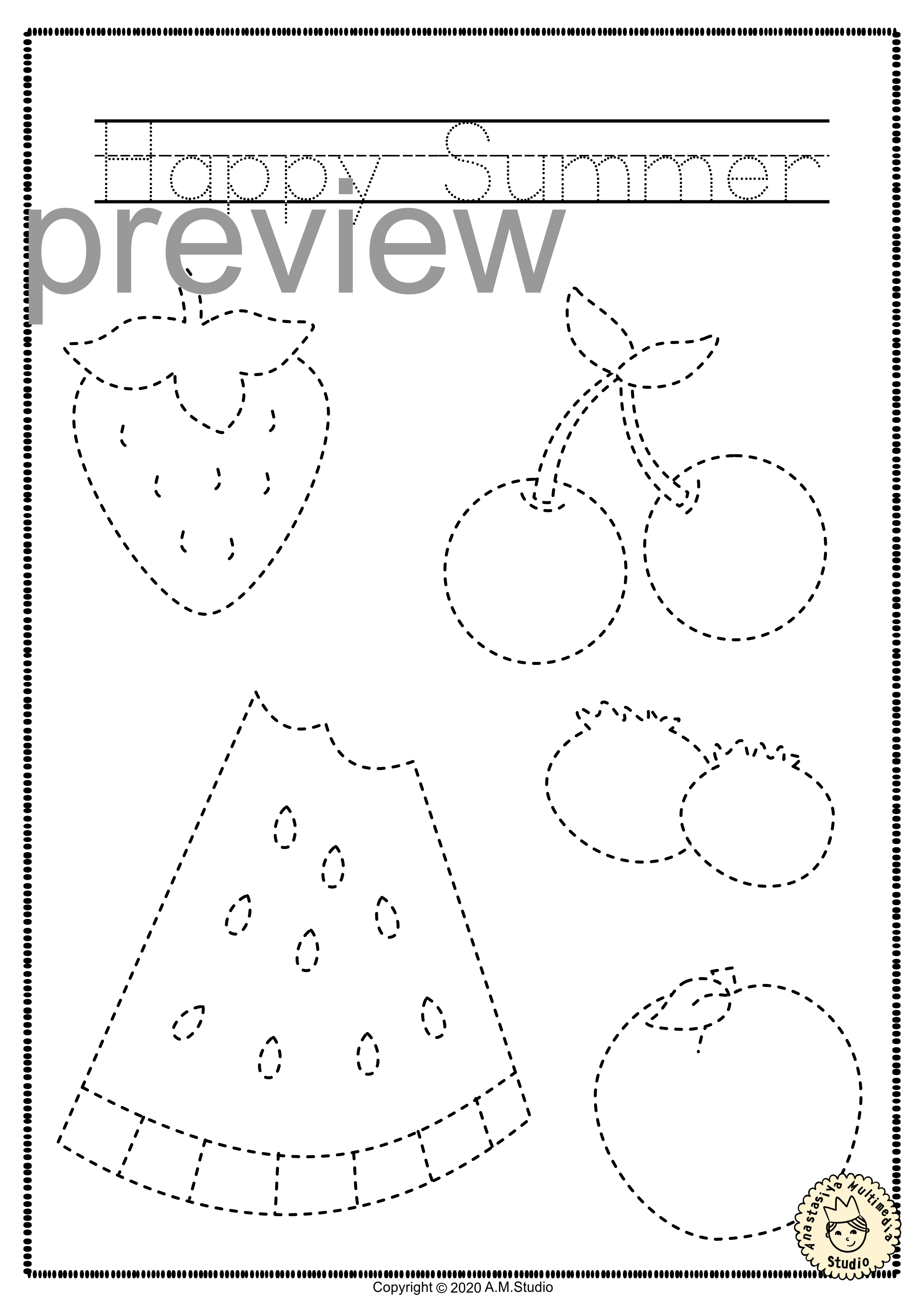 Summer Trace And Color Pages Fine Motor Skills Pre writing 