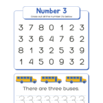 The Number 3 Tracing Academy Worksheets