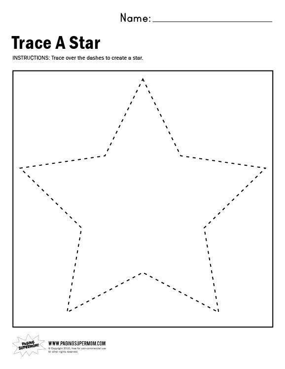 Trace A Star Worksheet Paging Supermom Shapes Worksheets Shapes 