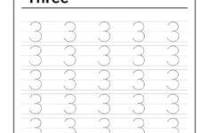 Trace Number 3 Worksheet For FREE For Kids