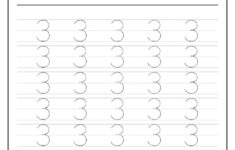 Trace Number 3 Worksheet For FREE For Kids