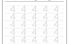Trace Number 4 Worksheet For FREE For Kids