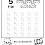 Trace Number 5 Worksheet For FREE For Kids