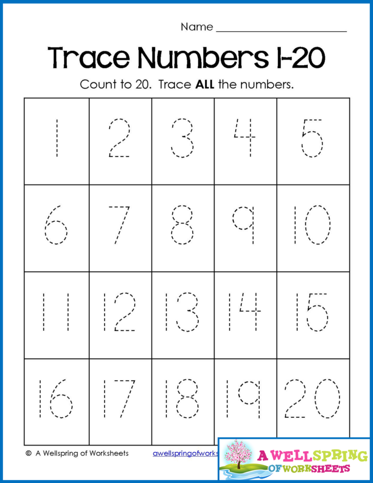 Free Number Tracing Worksheets 1 20