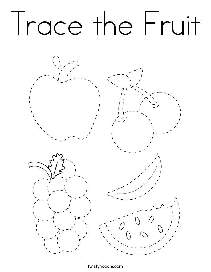 Trace The Fruit Coloring Page Twisty Noodle Fruit Coloring Pages 