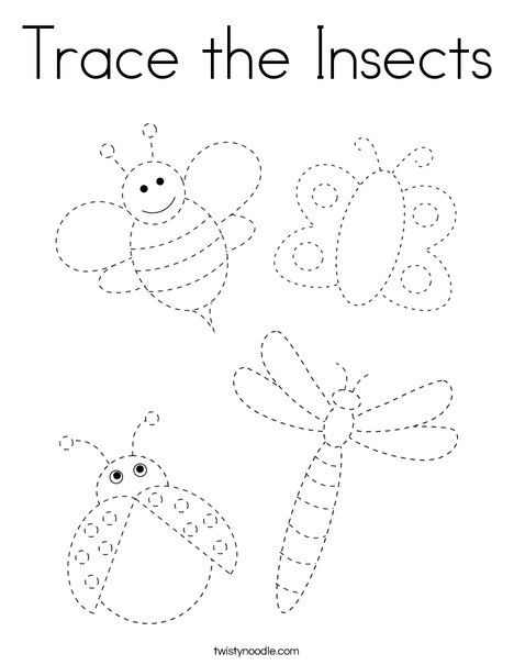 Trace The Insects Coloring Page Twisty Noodle Insect Coloring Pages 