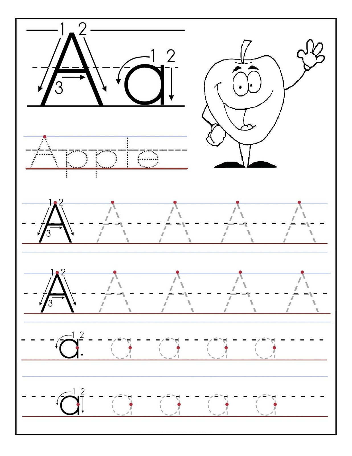 Trace The Letter A Worksheets Activity Shelter