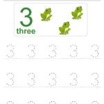 Trace The Number Three Worksheet Turtle Diary