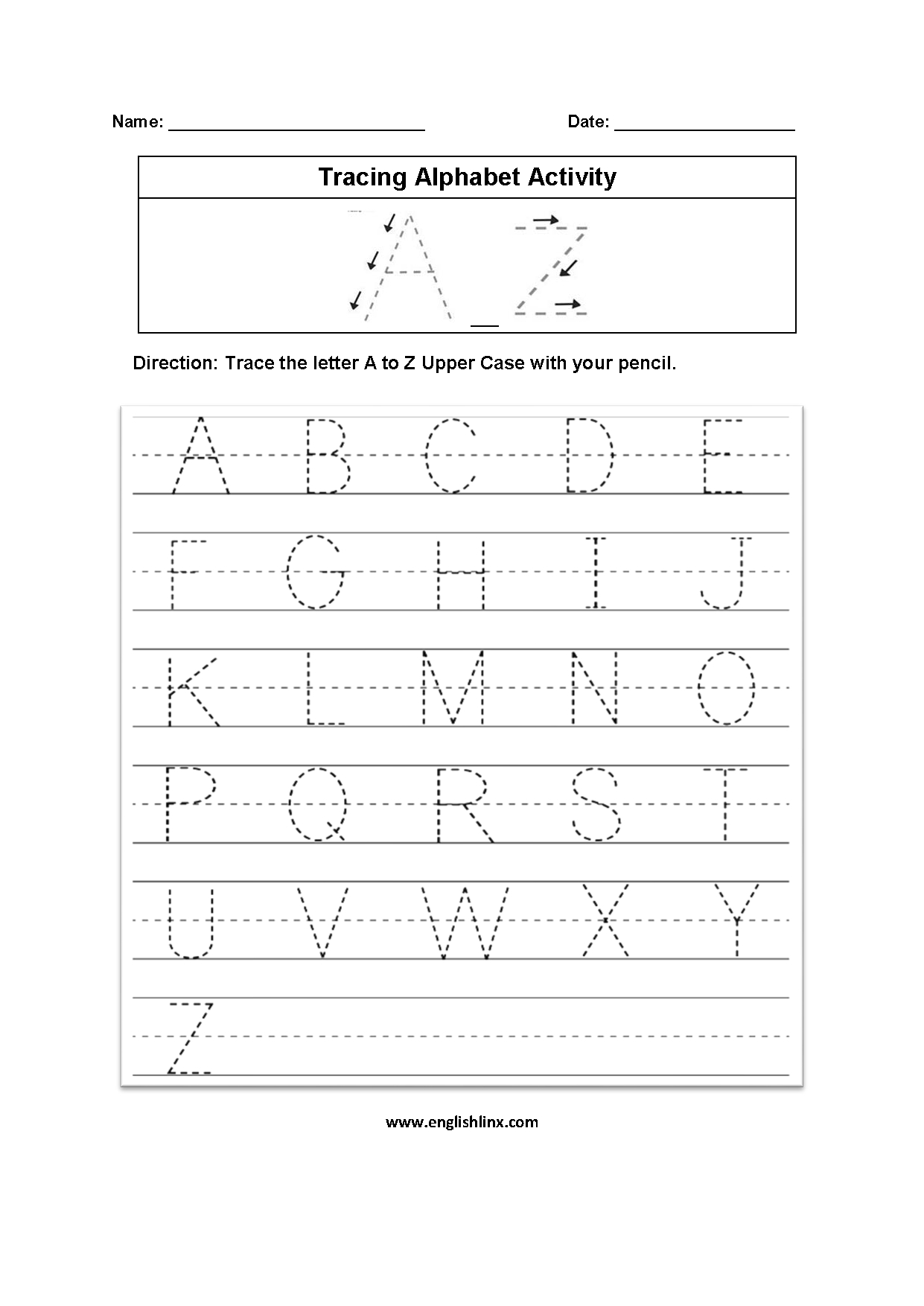 Tracing Letters Az Worksheets TracingLettersWorksheets