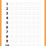 Tracing Number 1 10 Worksheet For Kindergarten Vector Image