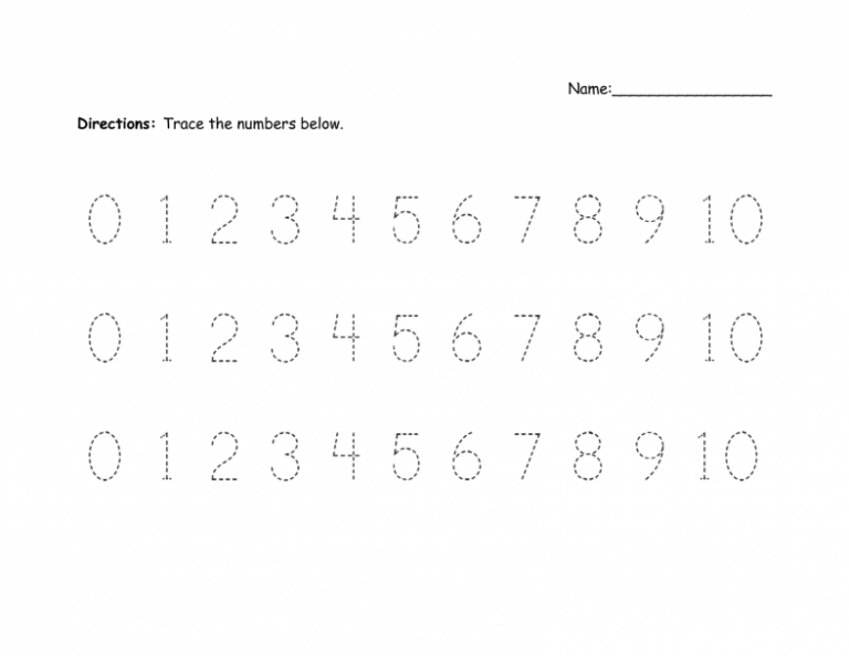 Tracing Numbers 0 10 Worksheets | Tracing Worksheets