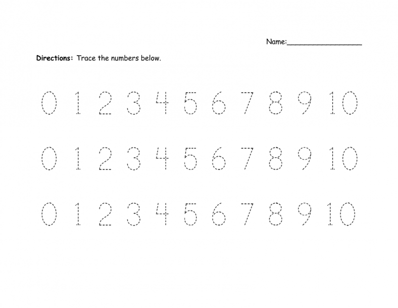 Tracing Numbers 0 10 Worksheets