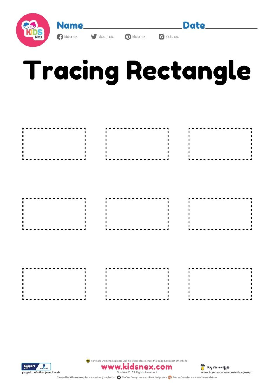 Tracing Rectangle Worksheet Free Printable PDF