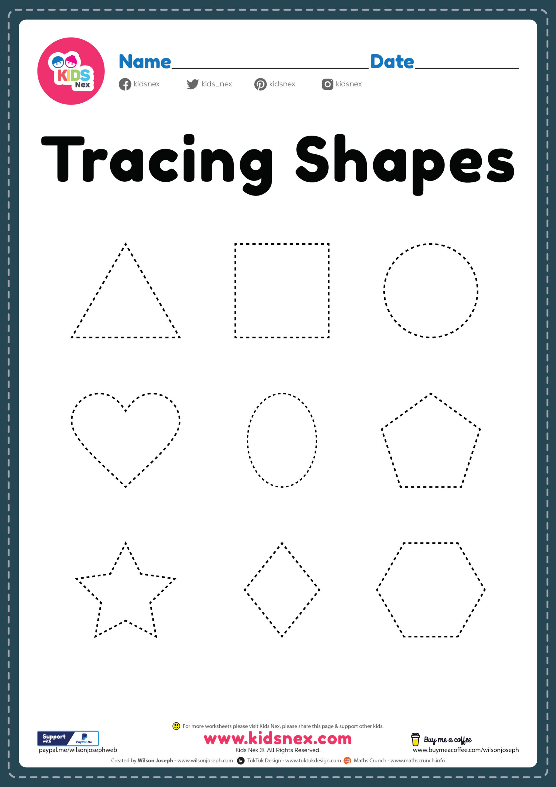 Tracing Shapes Worksheet Free PDF Printable