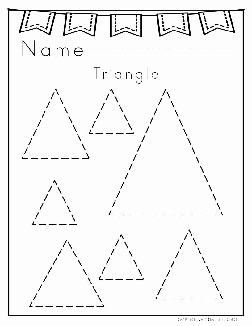 Triangle Tracing Worksheet For Preschool In 2020 Shapes Worksheets 