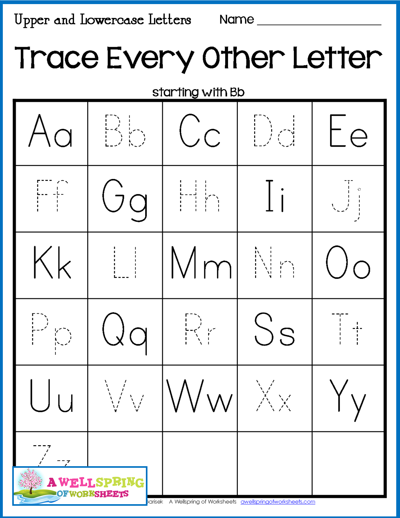 Uppercase And Lowercase Letters Tracing Worksheet 