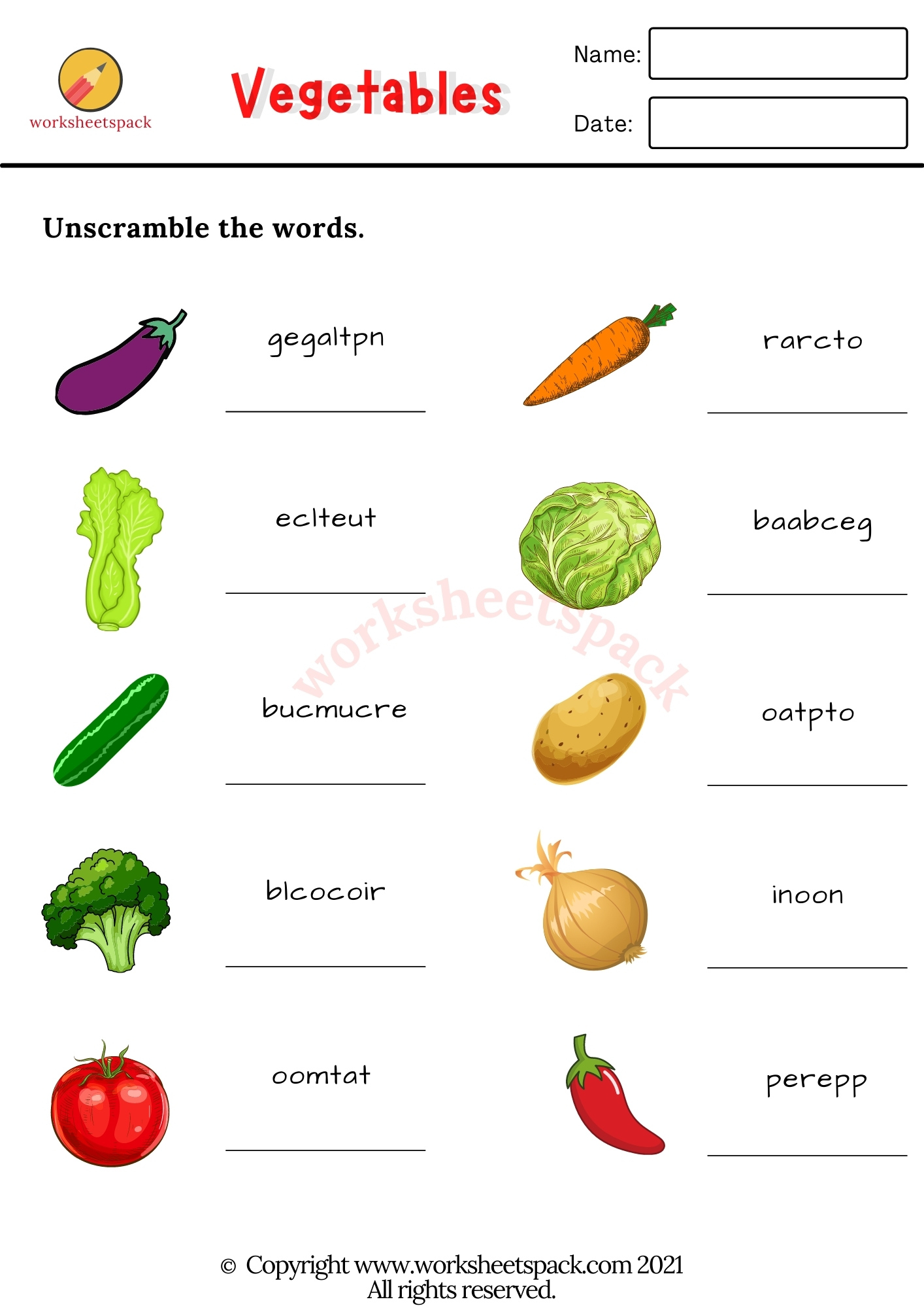 Vegetables Worksheets Printable And Online Worksheets Pack