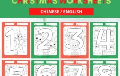 10 Best Free Numbers Tracing &amp; Coloring Christmas Worksheets in Christmas Number Tracing Worksheets Free Printable