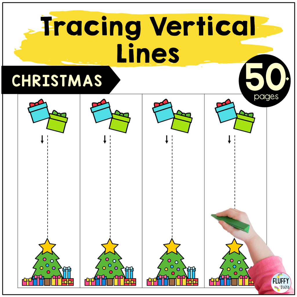 50+ Pages Of Fun Christmas Pre-Writing Tracing Vertical Lines in Christmas Themed Vertical Lines Tracing Worksheet