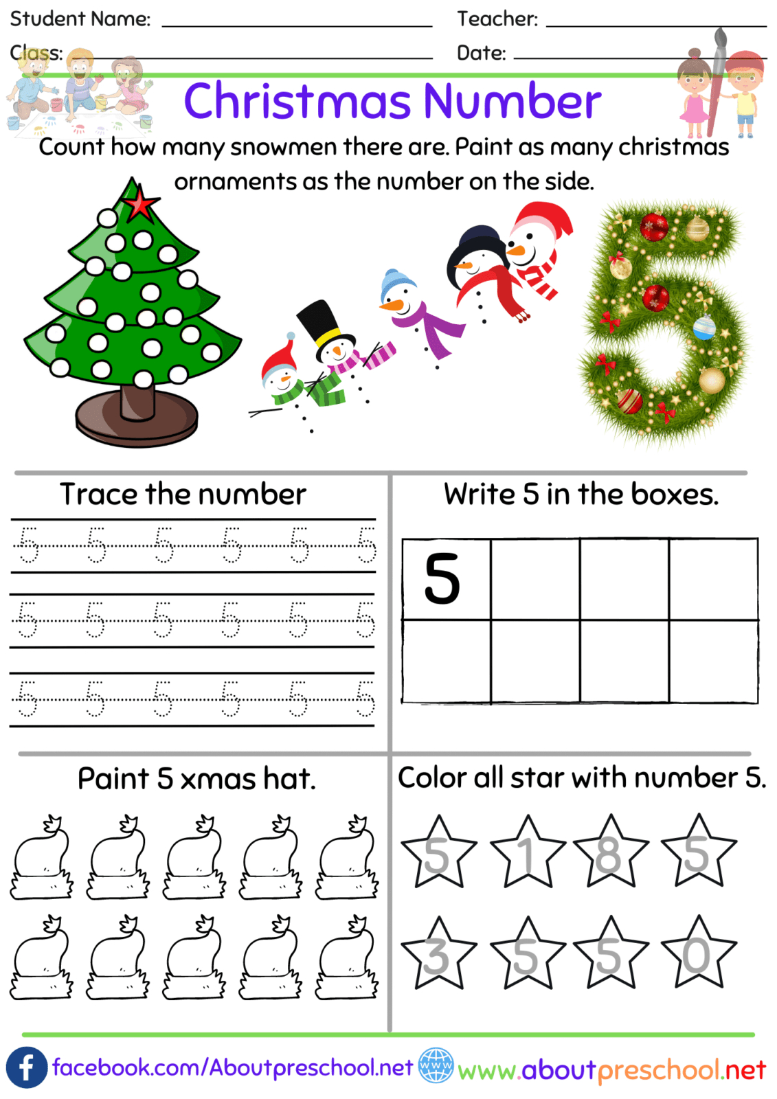 Christmas Activities For Kids Archives - Page 2 Of 6 - About Preschool within Christmas Number Tracing Worksheets Free