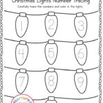 Christmas Lights Number Tracing Worksheet 1 10 (Xmas Kindergarten Intended For Christmas Number Tracing Worksheets