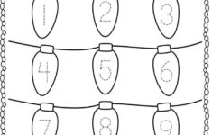 Christmas Lights Number Tracing Worksheet 1-10 (Xmas Kindergarten intended for Christmas Number Tracing Worksheets