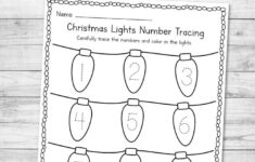 Christmas Lights Number Tracing Worksheet 1-10 (Xmas Kindergarten with regard to Christmas Number Tracing Worksheets For Kindergarten