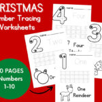 Christmas Number Tracing Worksheets 1 10   Etsy Regarding Christmas Number Tracing Worksheets