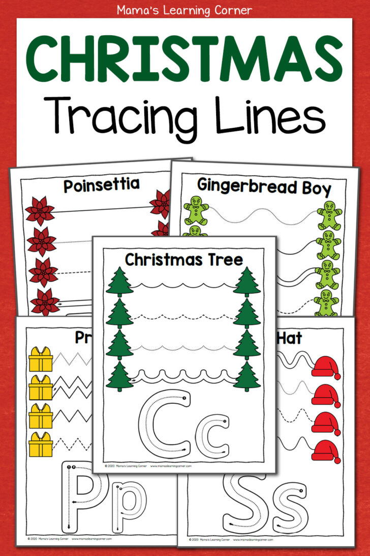 Christmas Themed Vertical Lines Tracing Worksheet