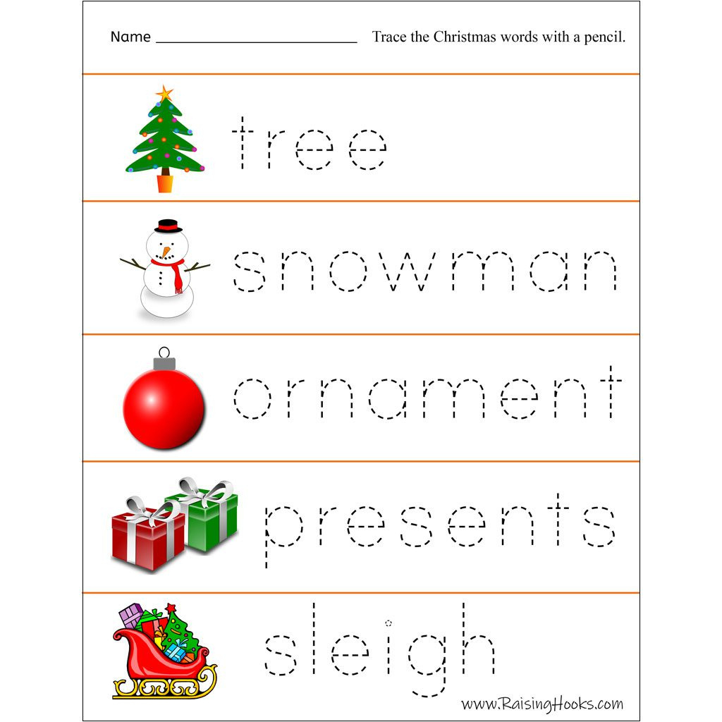 Christmas Tracing Worksheets - Raising Hooks in Christmas Tracing Worksheets Printable