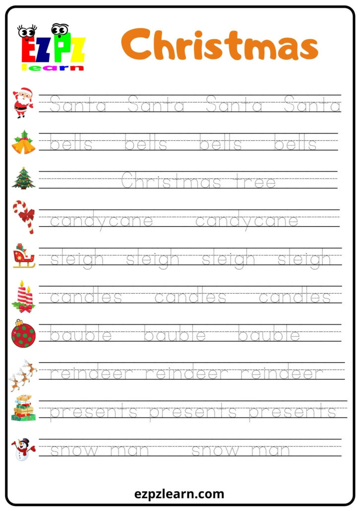 Christmas Tracing Worksheets Preschool Free Download