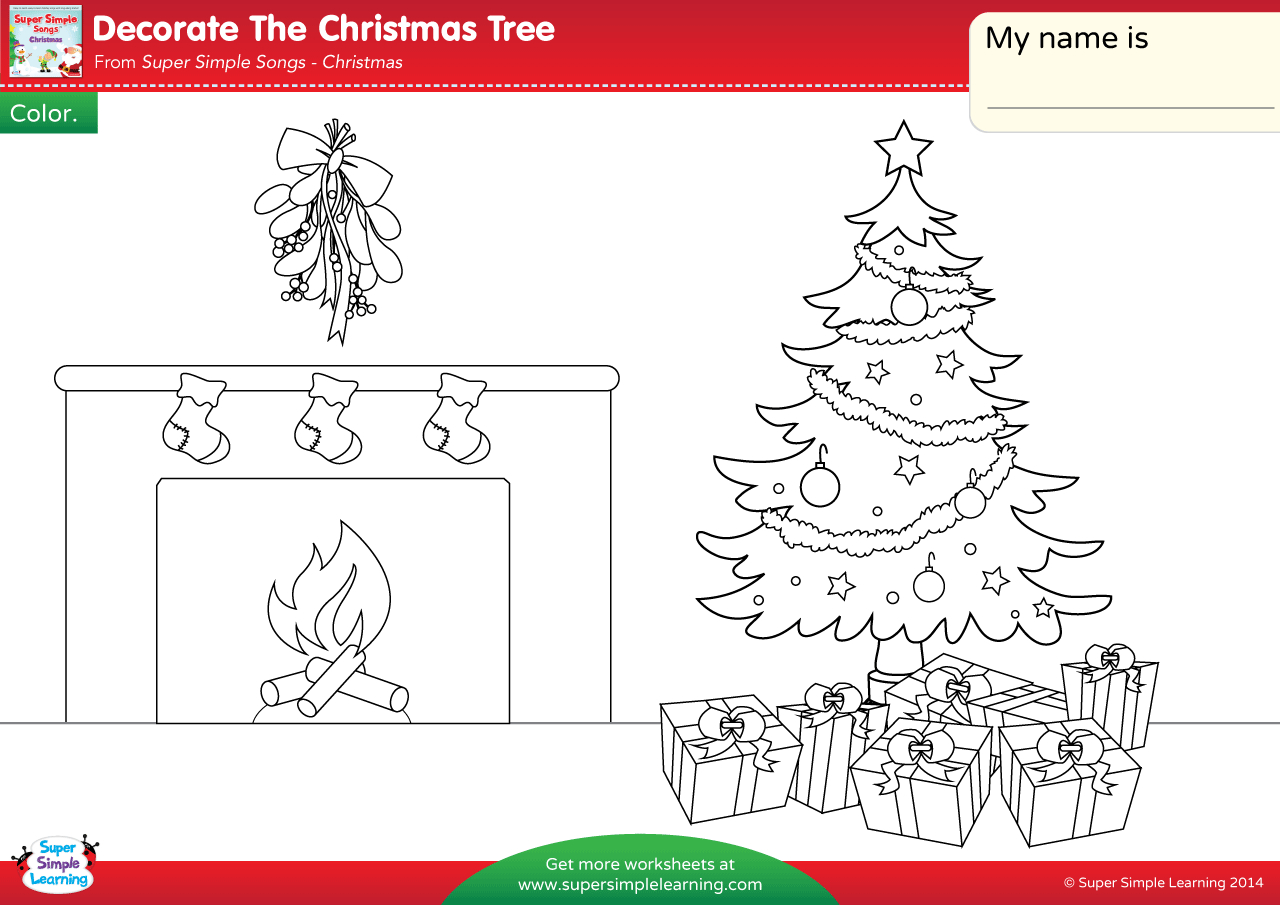 Decorate The Christmas Tree Worksheet - Color - Super Simple regarding Christmas Tree Worksheet Printable