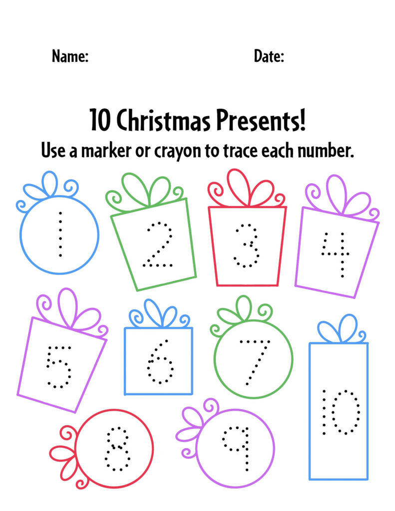 Free Christmas Worksheets For Preschool! ⋆ The Hollydog Blog pertaining to Christmas Number Tracing Worksheets Free