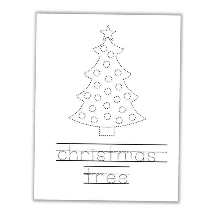 Christmas Tree Tracing Worksheet For Kindergarten