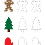 Handwriting Practice Sheet, Christmas, Trace The Pictures Pertaining To Christmas Tracing Preschool Worksheet