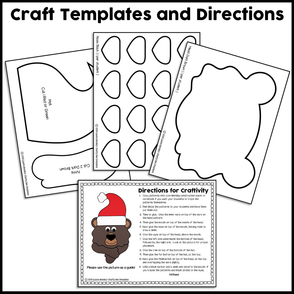 Holiday Bear Craft Activity - Crafty Bee Creations throughout Bear Stays Up For Christmas Tracing Worksheets