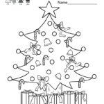 Kindergarten Christmas Tree Coloring Worksheet Printable Regarding Christmas Tree Activity Sheet