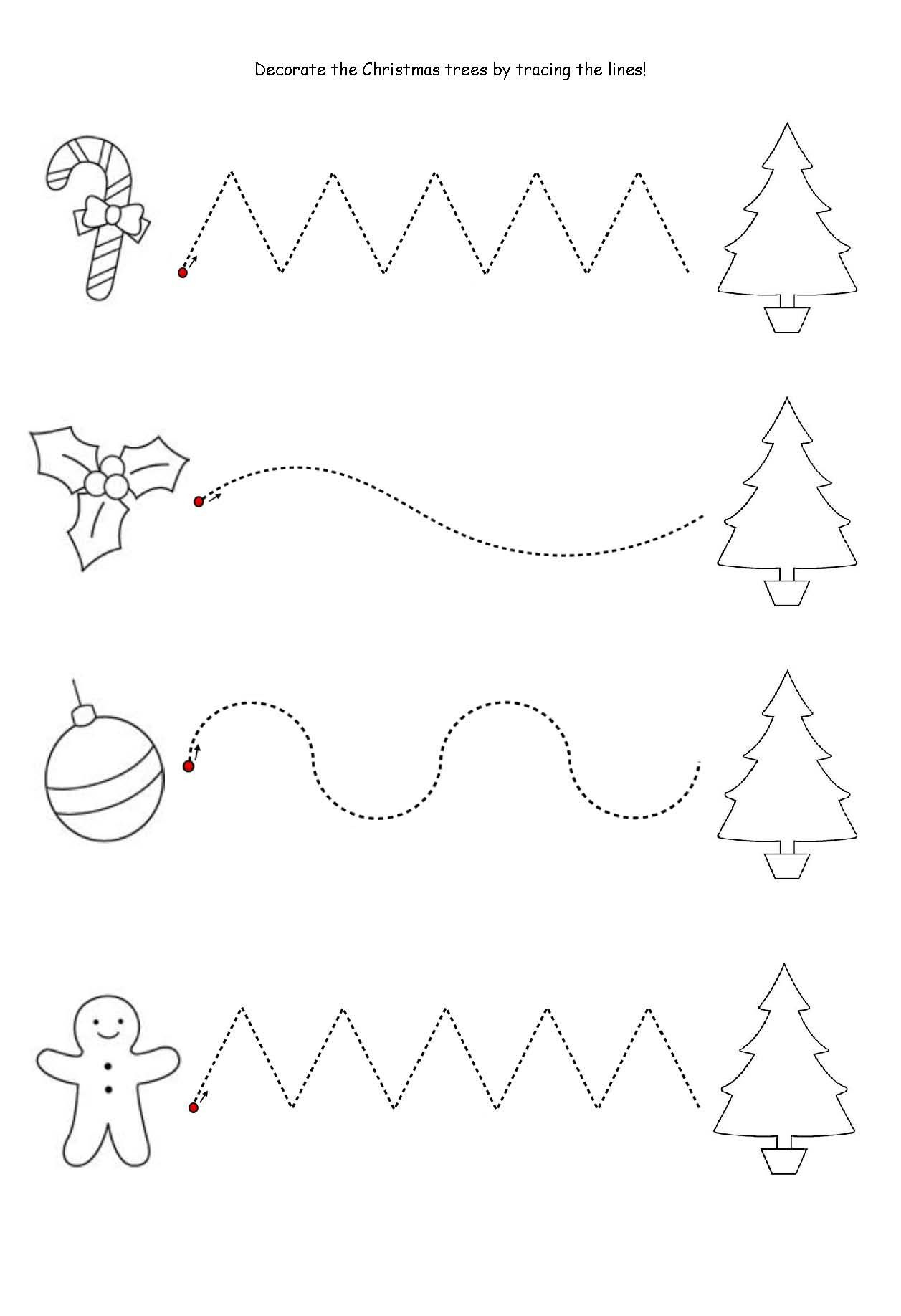 Pin Page regarding Christmas Tracing Worksheets