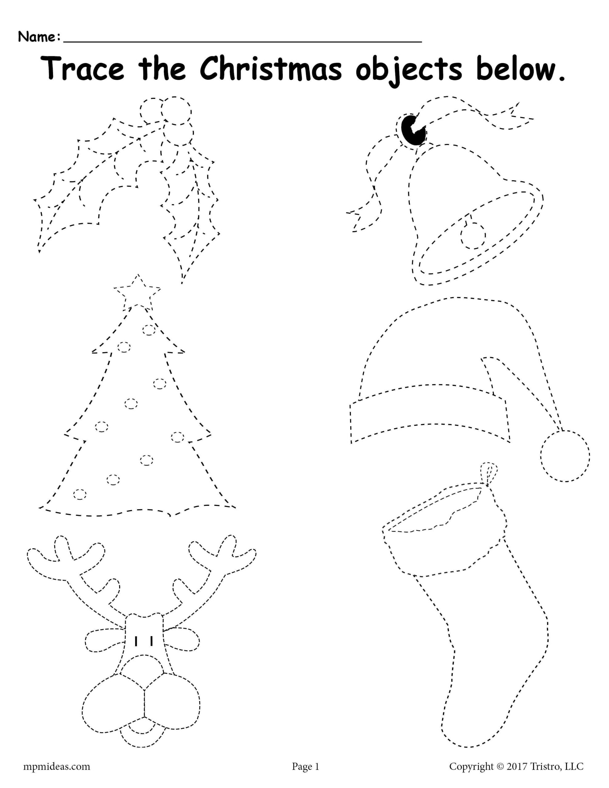 Printable Christmas Tracing Worksheet! intended for Preschool Christmas Tracing Worksheets